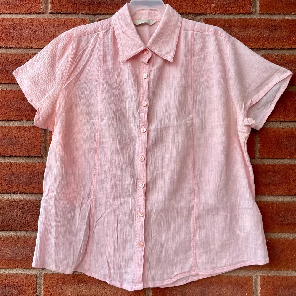 M&S Light Pink Short Sleeve Button Down Shirt